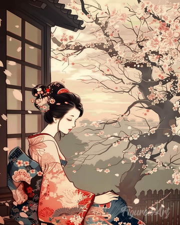 Vintage Kimono Lady and Sakura