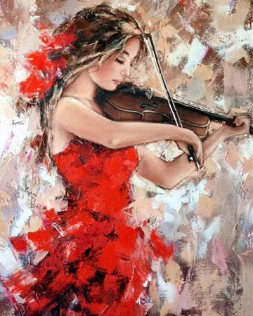Violinist in Red Dress