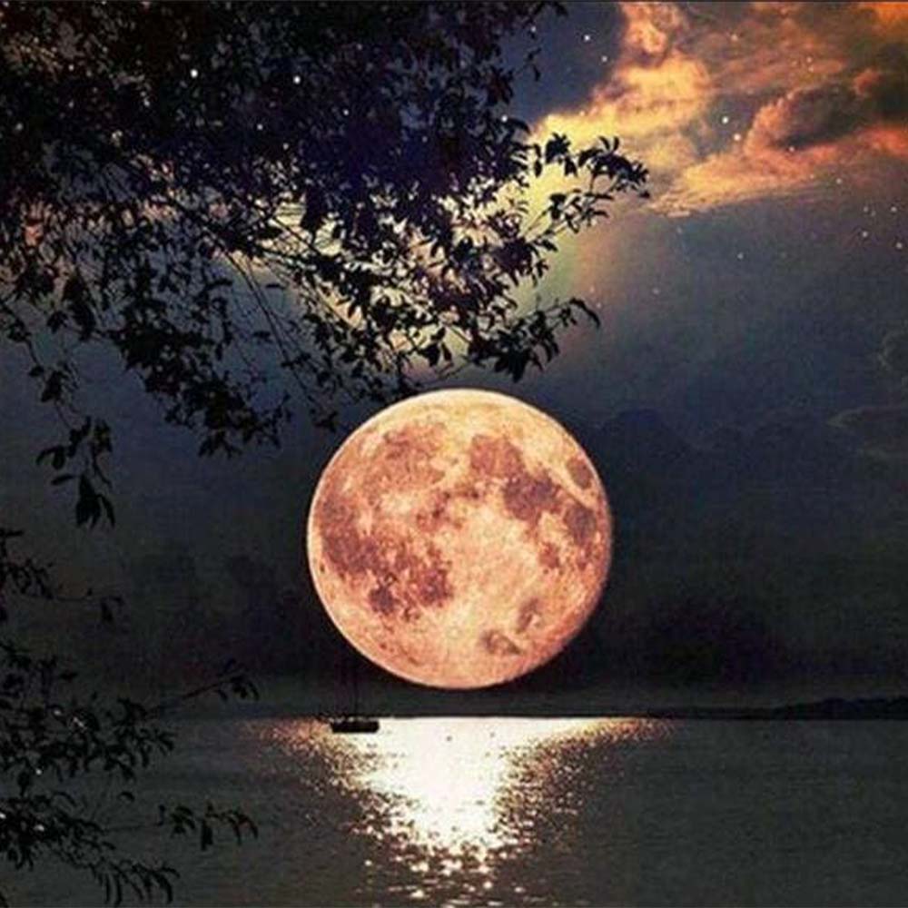 Water's edge and Full Moon