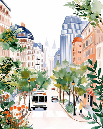 Watercolor City Boulevard