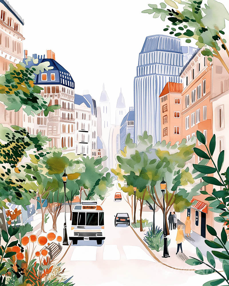 Watercolor City Boulevard