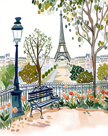 Watercolor Paris Garden