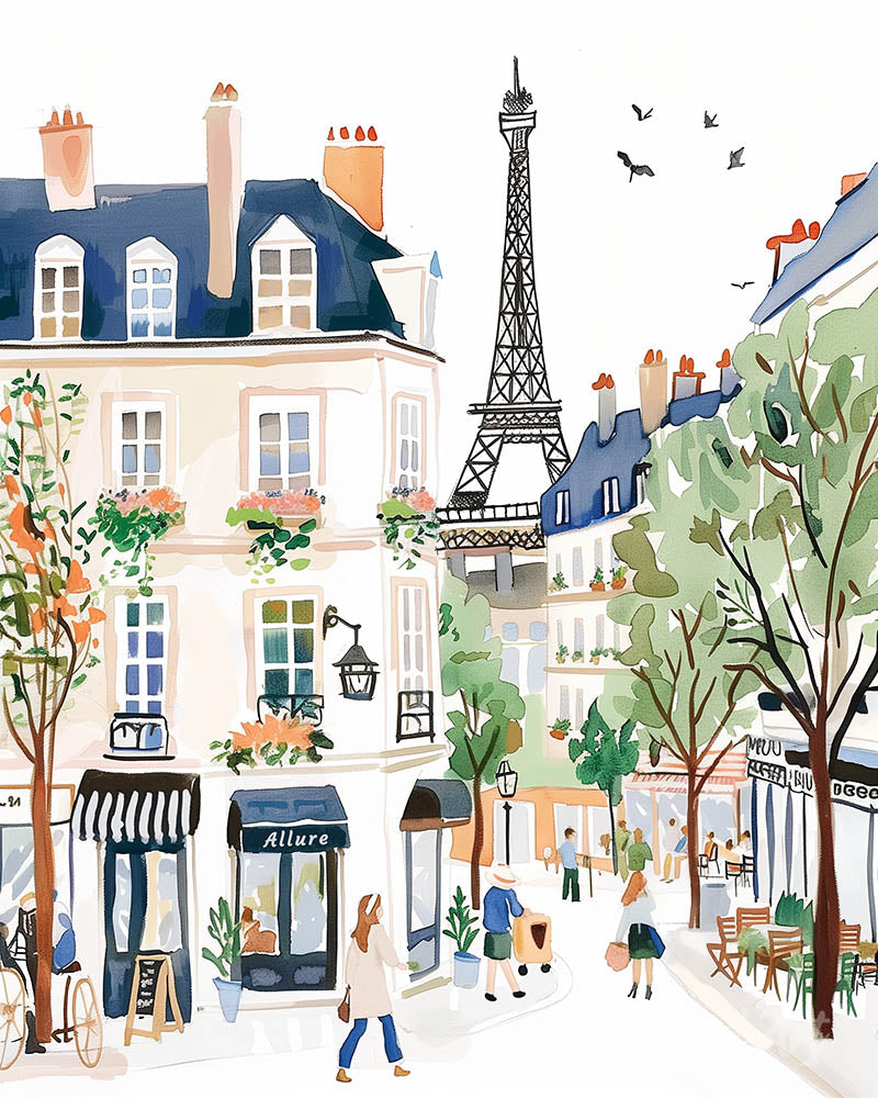 Watercolor Paris Street
