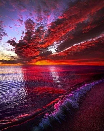 Wave and Red Sky