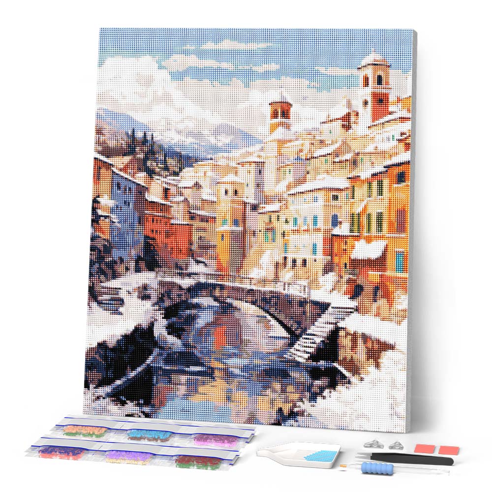 Winter Village by the River