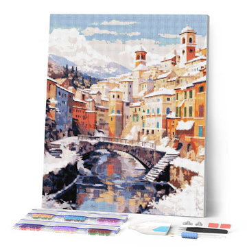Winter Village by the River