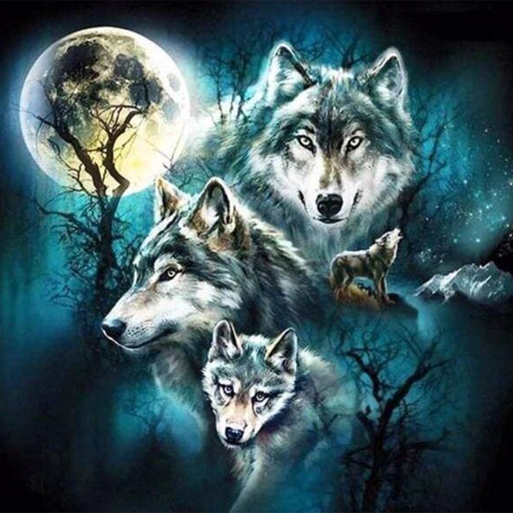 Wolf and Full Moon