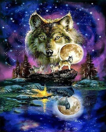 Wolves and Lunar Sky