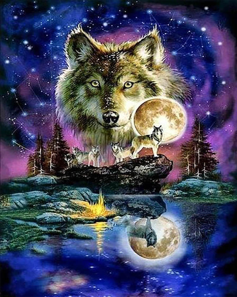 Wolves and Lunar Sky