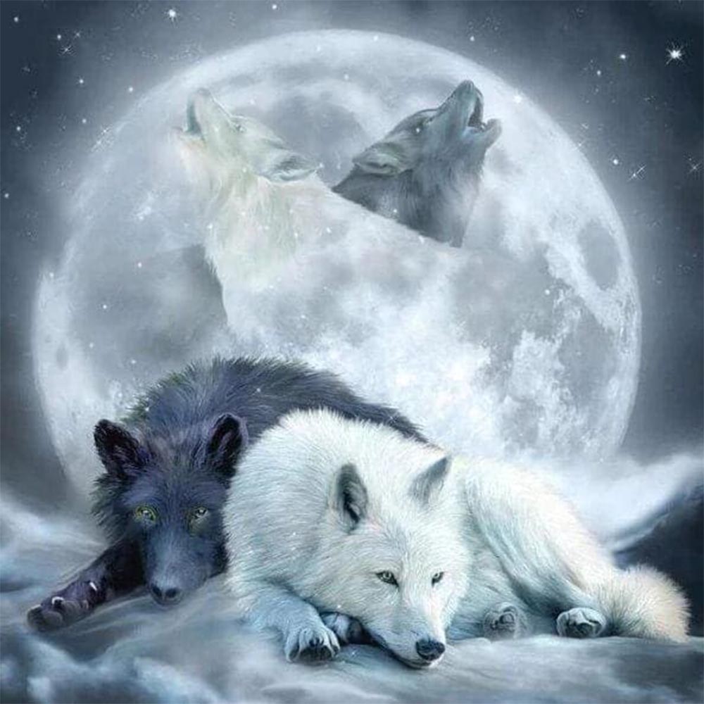 Wolves howling at the Moon