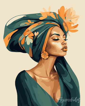 Woman with Floral Headwrap