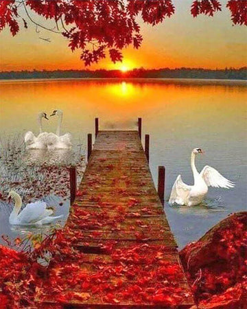 Wooden Pontoon and Sunset