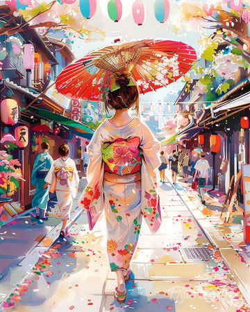 Yukata Girl on Festive Street