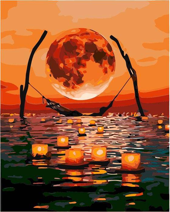 Evening Sea Beauty and Moon