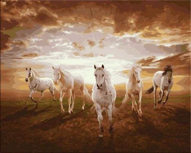 Galloping white Horses