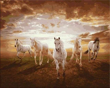 Galloping white Horses