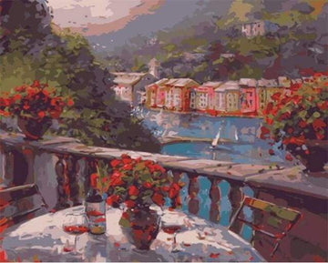 Glass of wine and Terrasse View