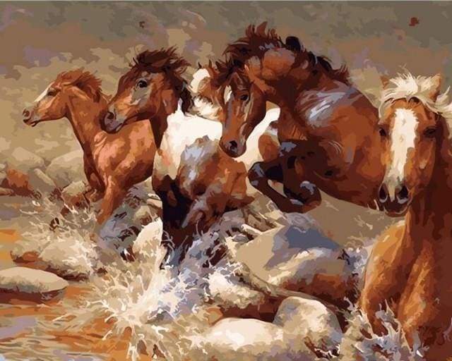 Horses crossing the River