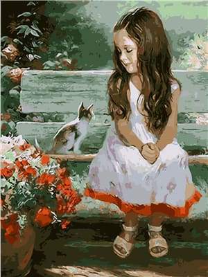 Little Girl and Cat