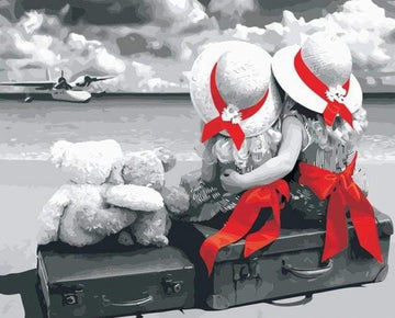 Little Girls and red ribbons