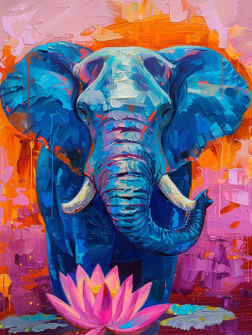Majestic Elephant & Lotus