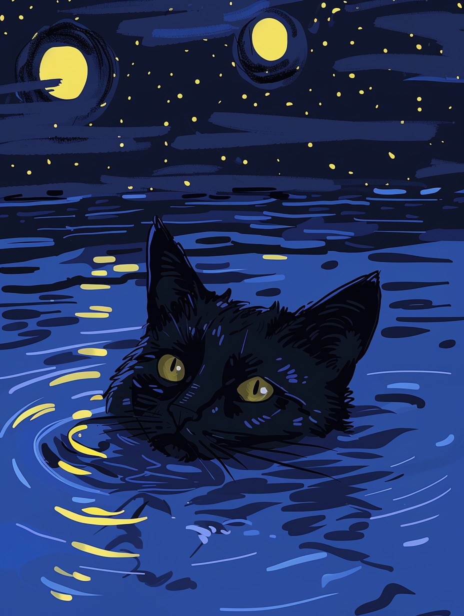 Midnight Swim Black Cat
