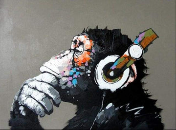Monkey wearing headphones