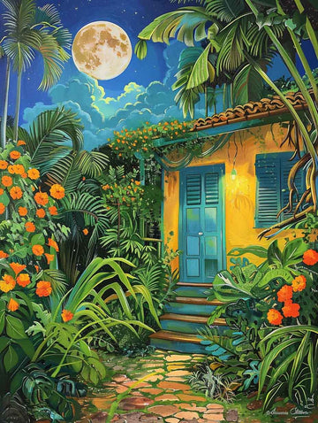 Moonlit Garden Blue Door