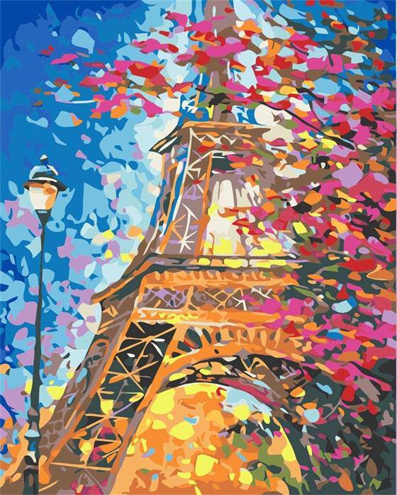 Pink Flower and Eiffel Tower