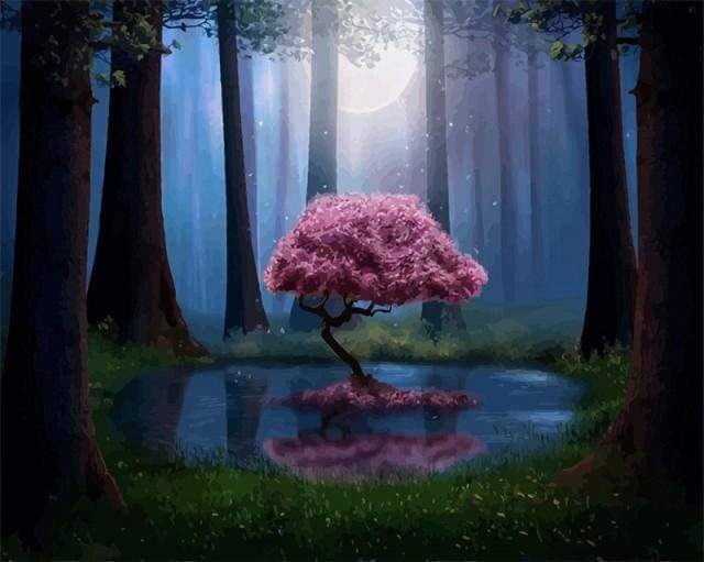 Pink Tree in the Water