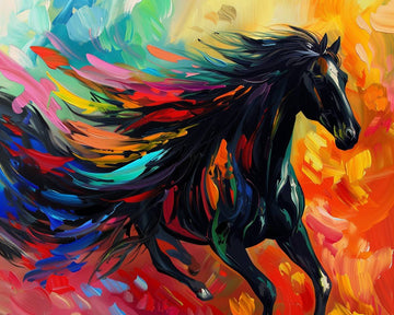Rainbow Mane Black Horse