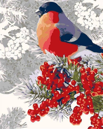 Red Bird With Red Flowers