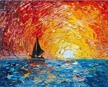Sailboat and Rising Sun