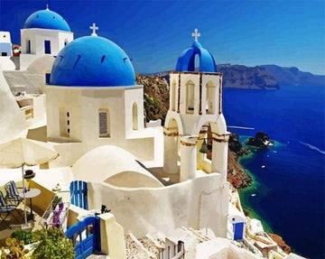 Santorini Blue White