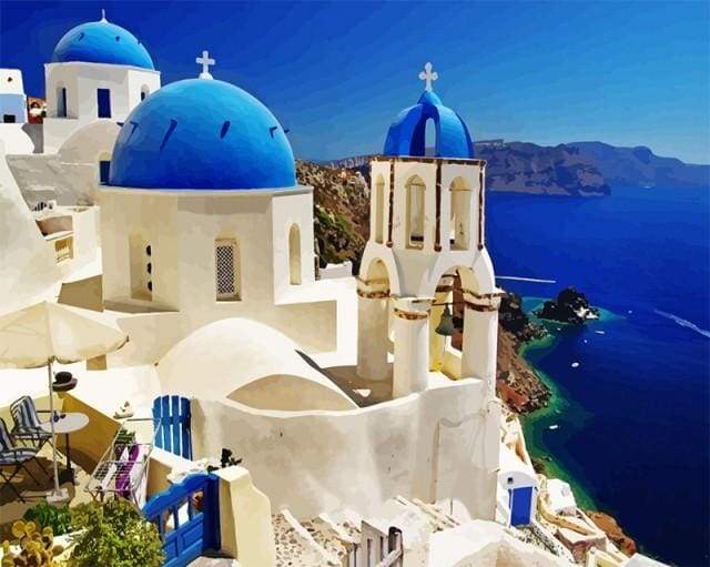 Santorini Blue White