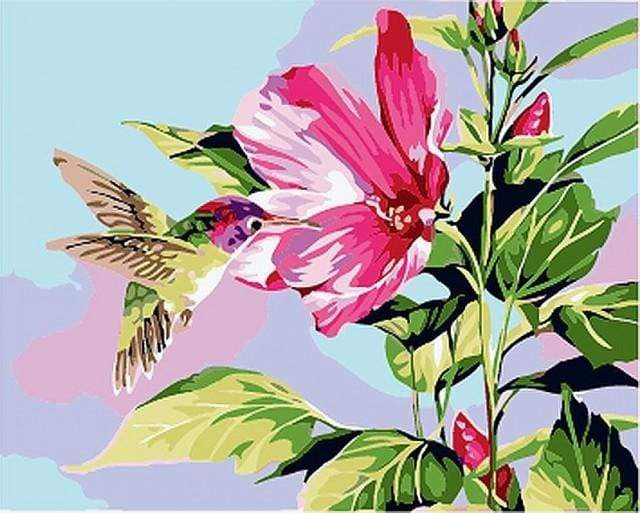 Small Hummingbird in Flowers