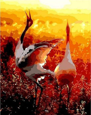 Two cranes in the Sun