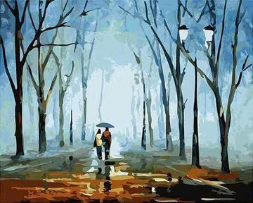 Walking in the rain landscape