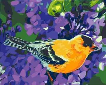 Yellow Bird and Purple Flower